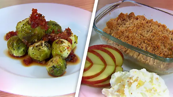 Blitzrezepte: Ofen-Rosenkohl „Asia Style" und Apple Crumble
