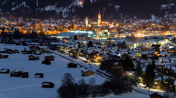 sunrise over mountain village - Garmisch-Partenkirchen, Germany