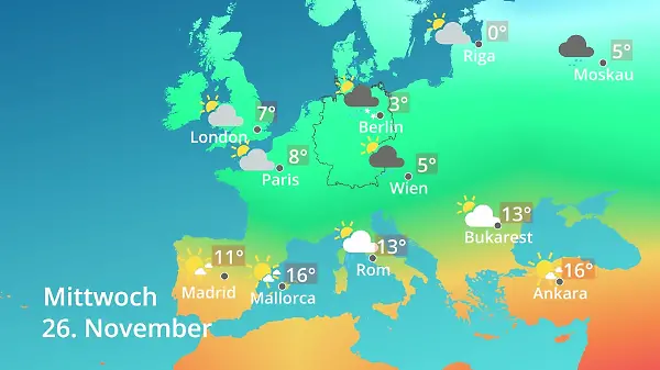 Europa: Wie wird das Wetter?