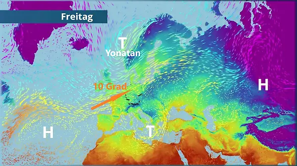 Mit Orkantief Yonatan wird's ganz schön warm