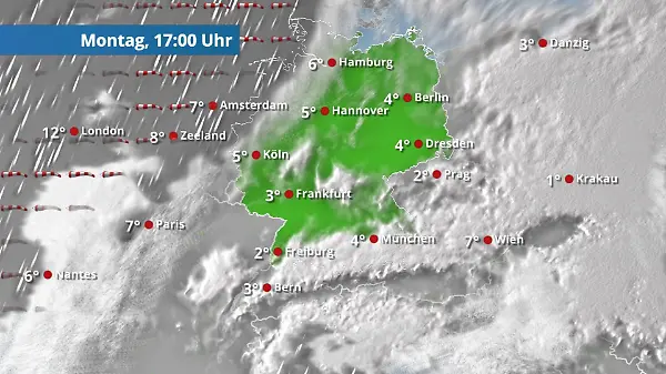 Dickes Regenband trifft uns kaum