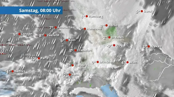 Regen breitet sich von Westen aus
