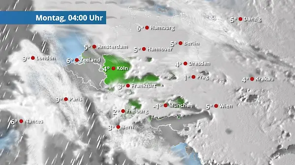 Ostwind schiebt Wolken über die Nordhälfte