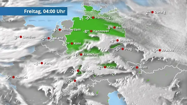 Kaum Wolken, eisige Temperaturen