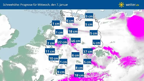 Vor allem in den Mittelgebirgen viel Schnee