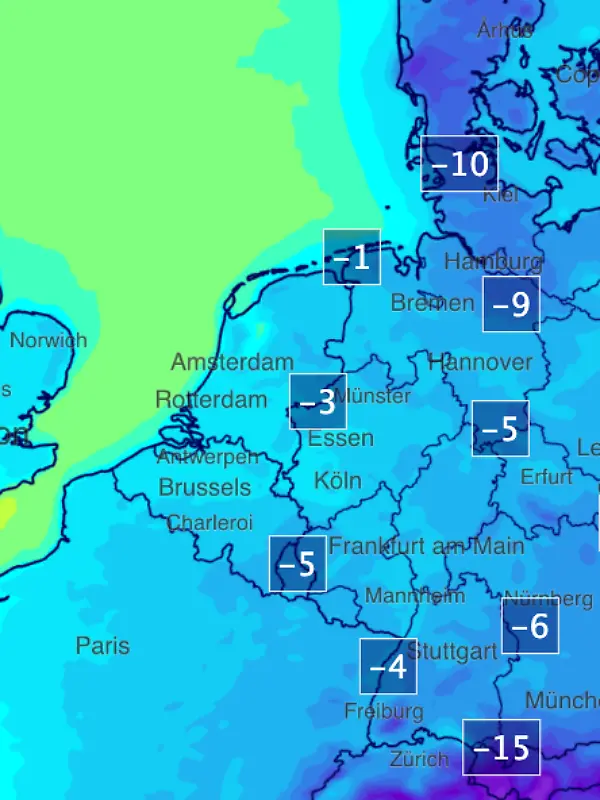 Tiefstwerte in der Nacht zum Sonntag