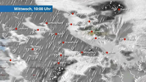 Teils kräftiger Regen - nur im Norden Schnee